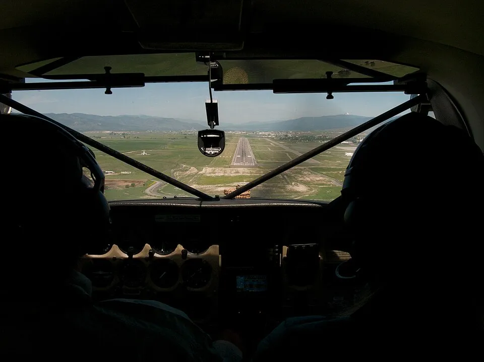 Cockpit view on approach